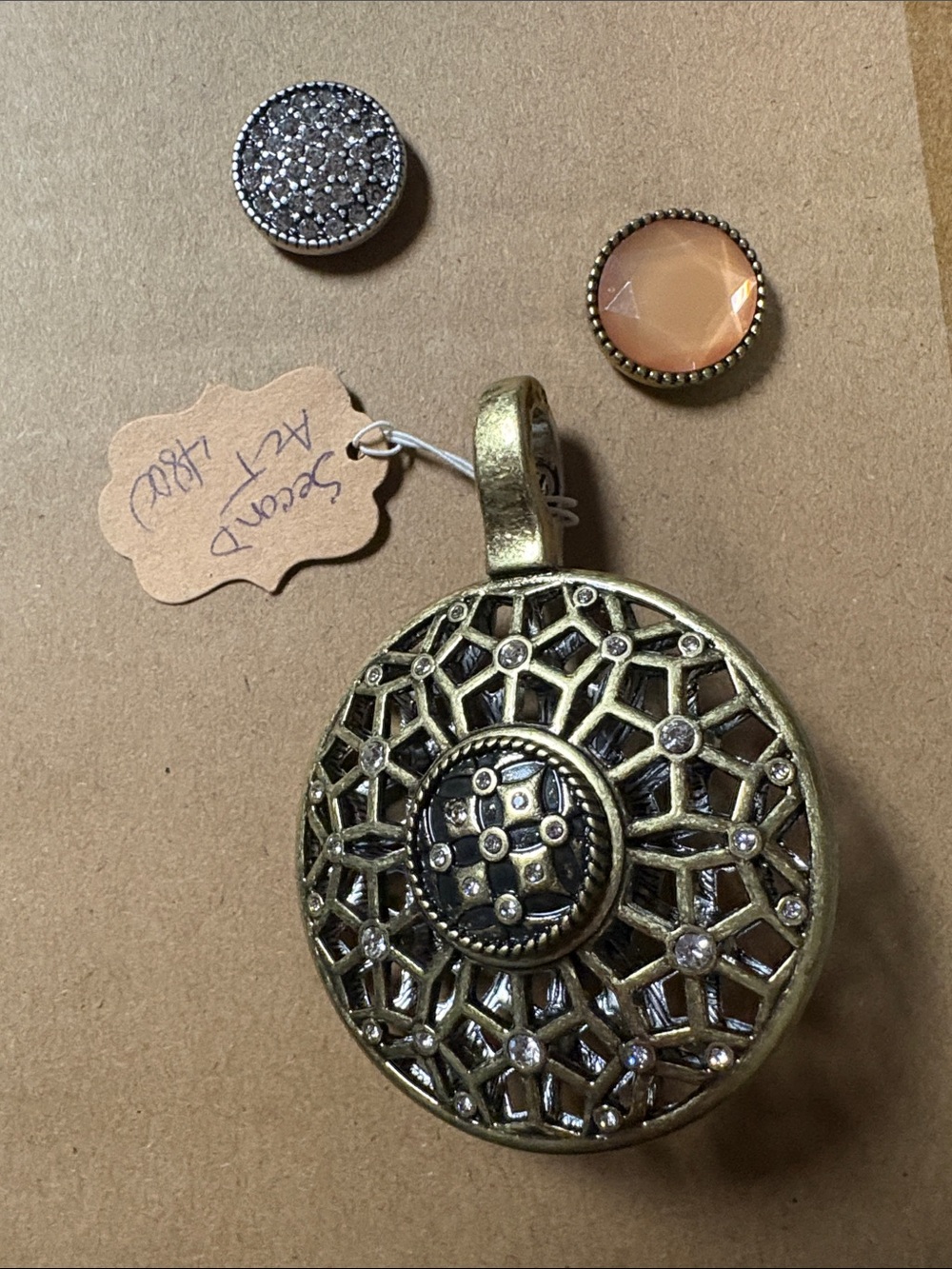 Antique Gold And Silver Filigree Pendant Necklace Reversible.